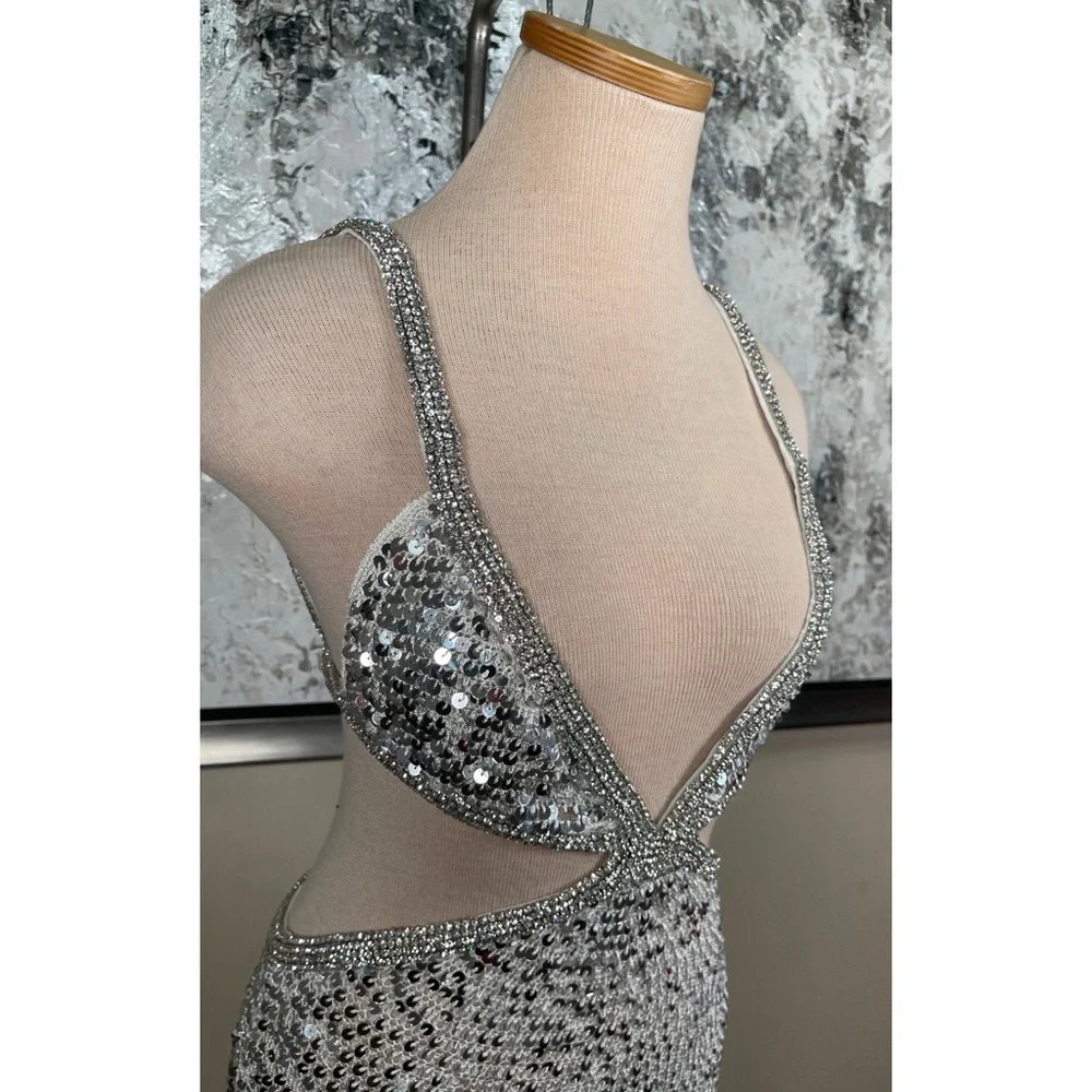 Retrofete Morgan Crystal and Sequin Embellished Cutout Crochet Maxi Dress Size S - Picture 7 of 10